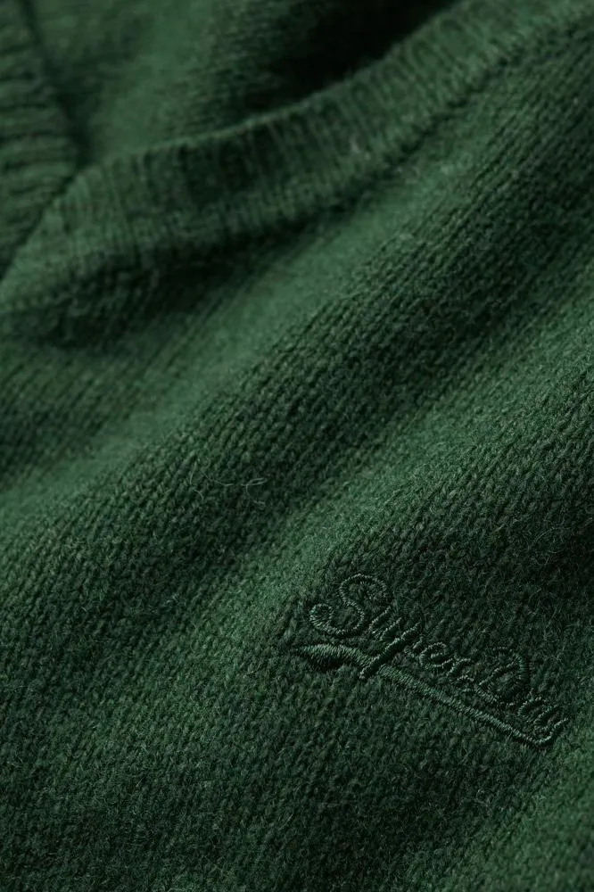 ESSENTIAL EMB VEE KNIT M6110562A HERITAGE PINE GREEN MARL